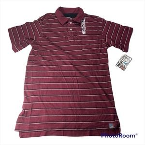 NWT wonderwall burgundy stripes polo shirt Size S